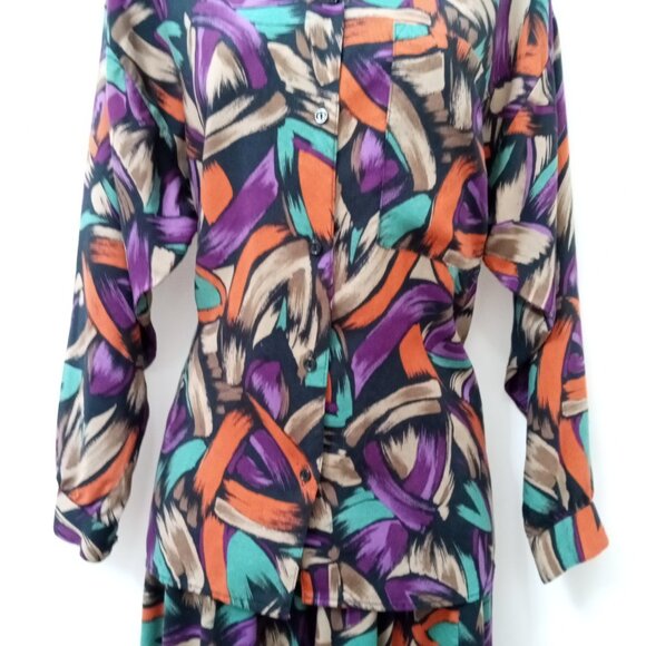 Vintage Phillip Lawrence Skirt Set Pull on Skirt with Blouse Women's Size 10 - Picture 3 of 16